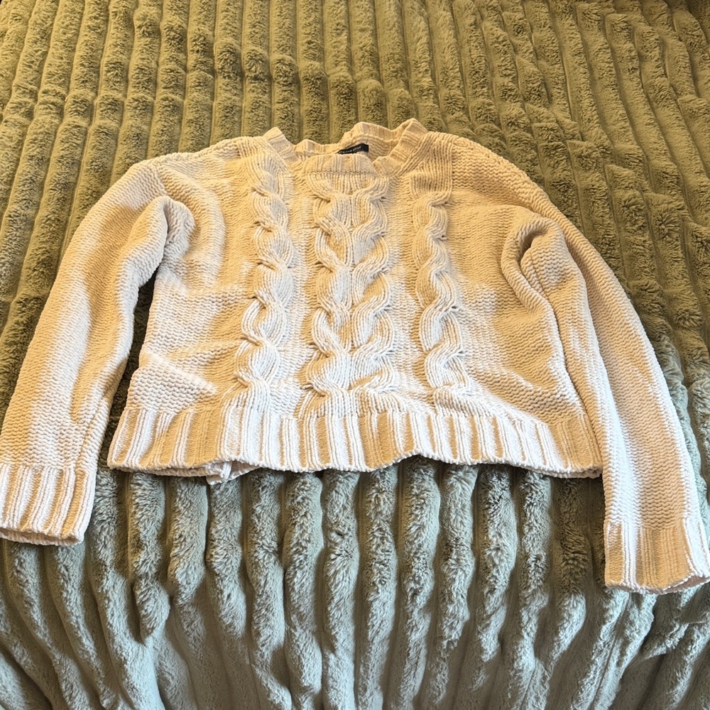 American Eagle Outfitters Cream Cable Knit Sweater